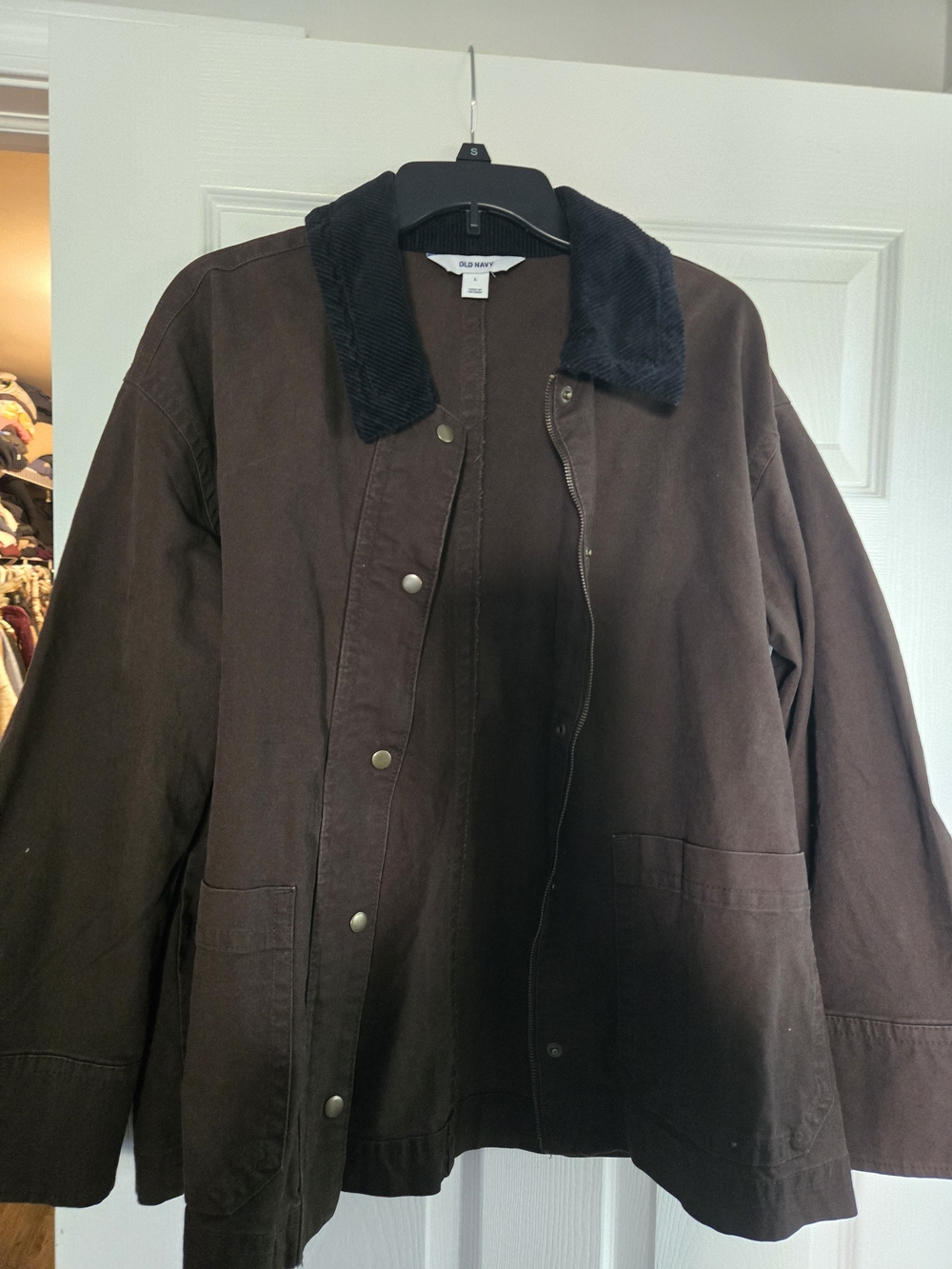 Old Navy Women's Brown Barn Jacket with Corduroy Collar